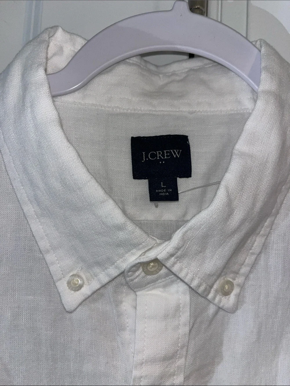 J.Crew NEW men’s Linen Cotton Short Sleeve Button Down Shirt White Large NWOT